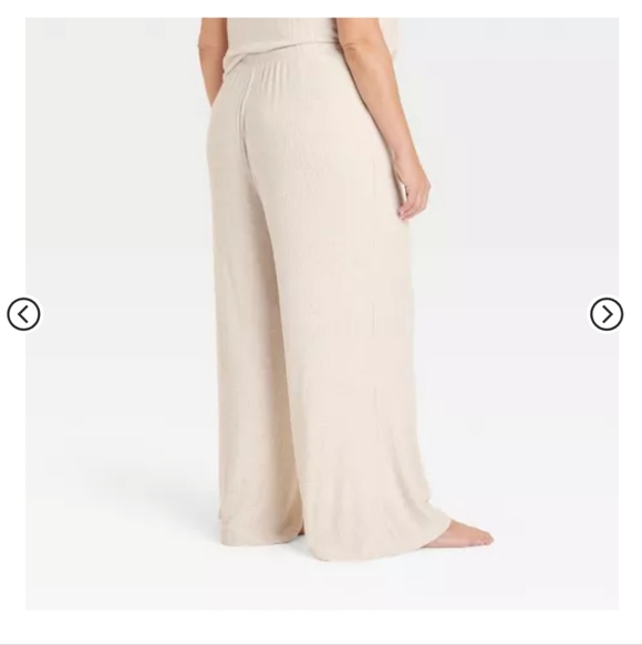 Auden NWOT Women's Cozy Ribbed Wide Leg Cream Sleepwear Pants Sz XL - Picture 2 of 11